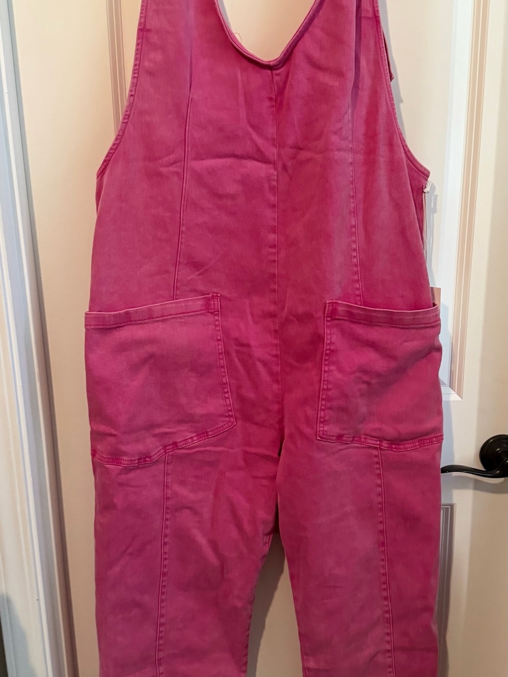 Zenana Pink Acid Wash Overalls Wide Leg Jumpsuit.